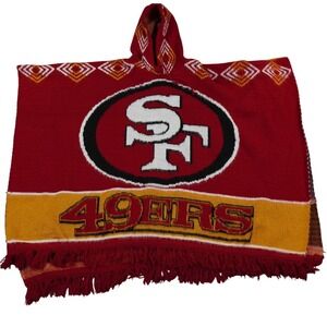 VTG 49ers Tejidos Ruminahui Poncho Mens XL Red Logo Wool Heavy Blend Gorpcore